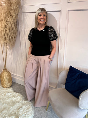 Pretty Butterfly Sleeve Top - Black - Wardrobe By Simone