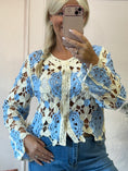 Load image into Gallery viewer, Cute Crochet Cardi - Cream/Powder Blue - Wardrobe By Simone
