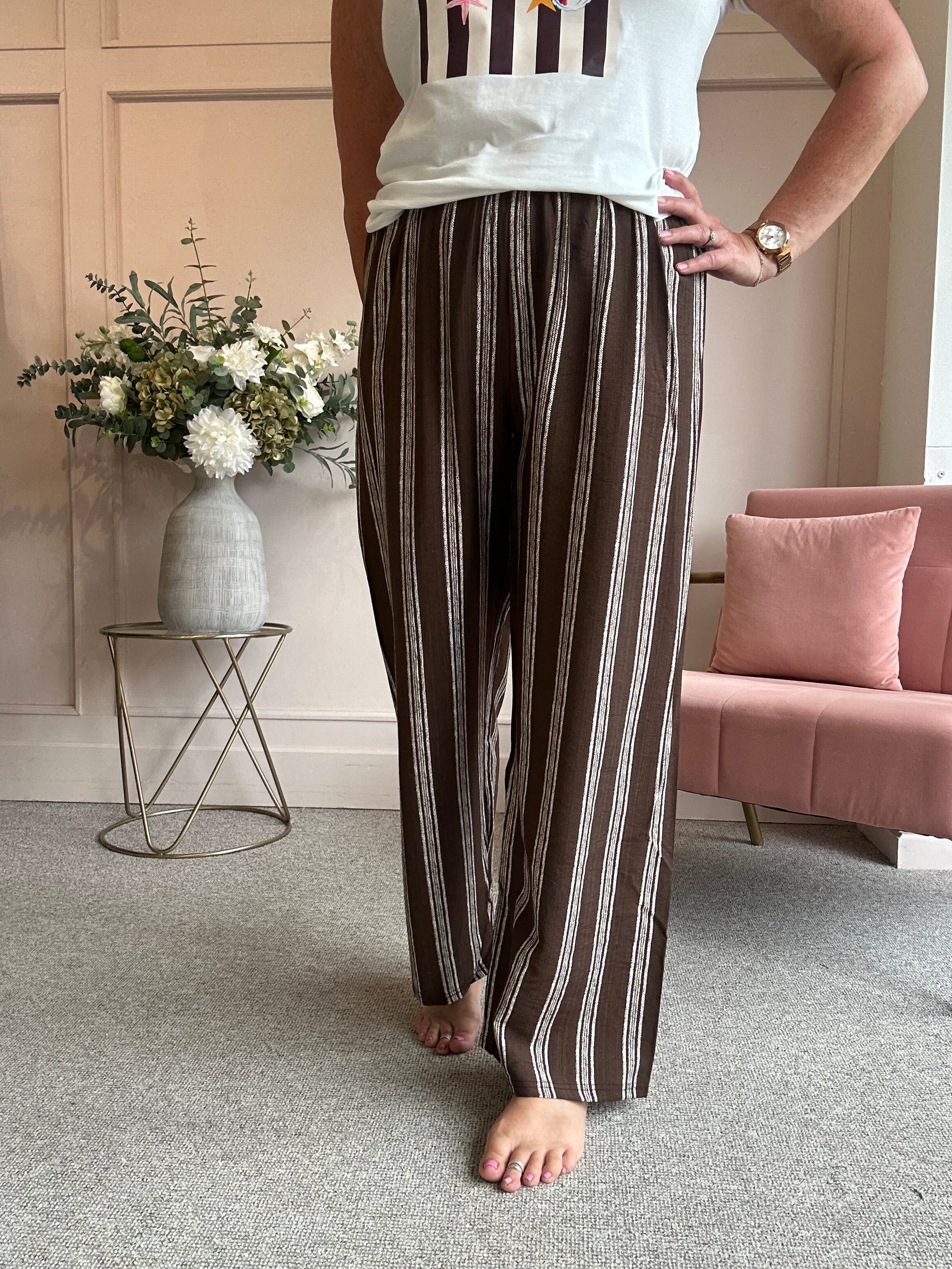 Striped Pant - Brown/Cream