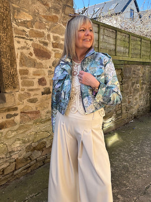 Exotic Bird Design Jacket - Turq/Blues