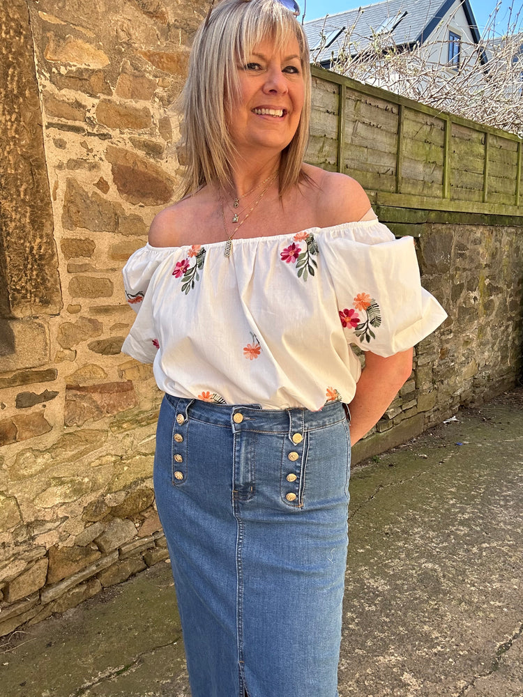 Wild Flower Bardo Top - White