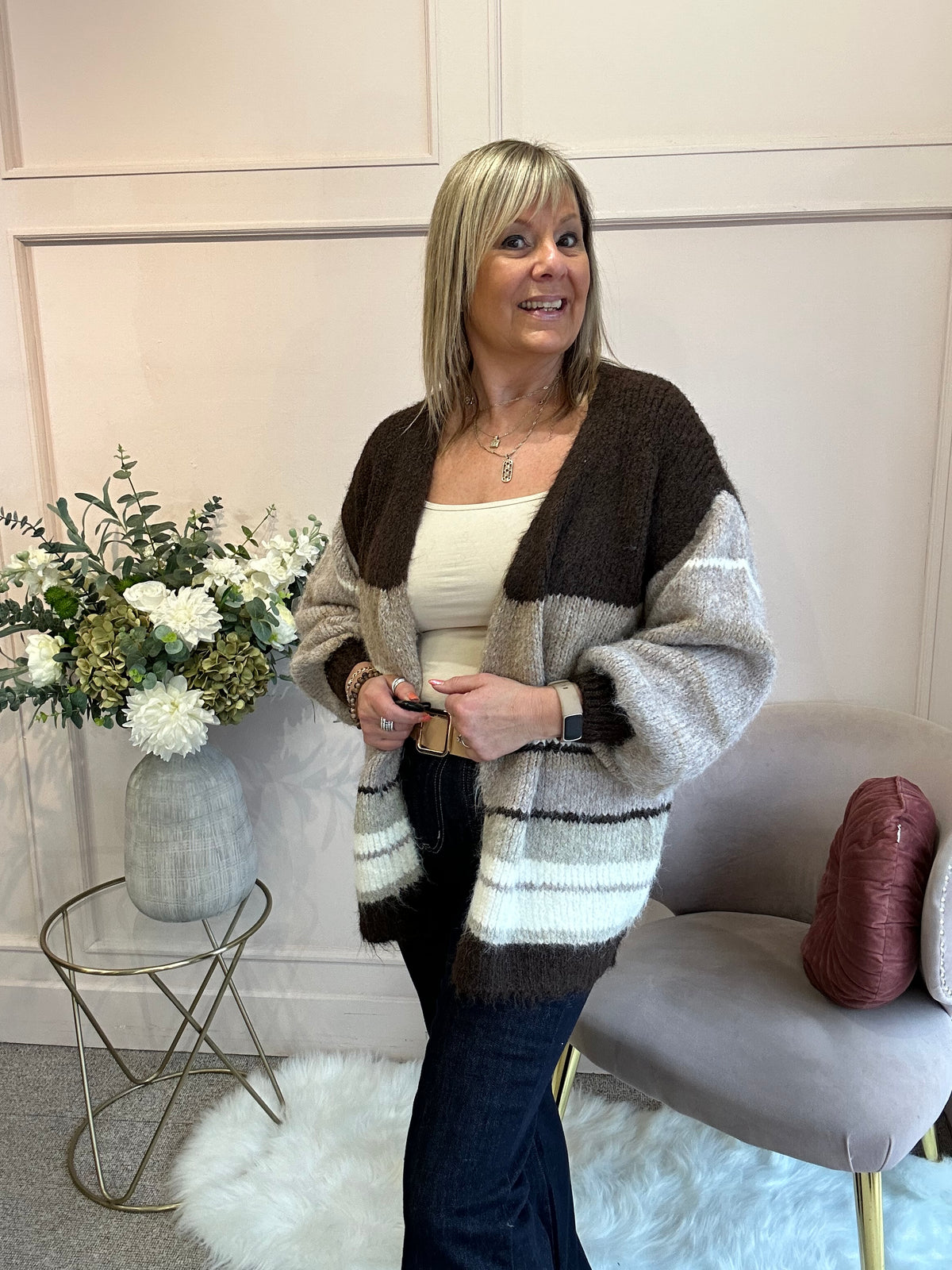 Striped Cardigan - Browns