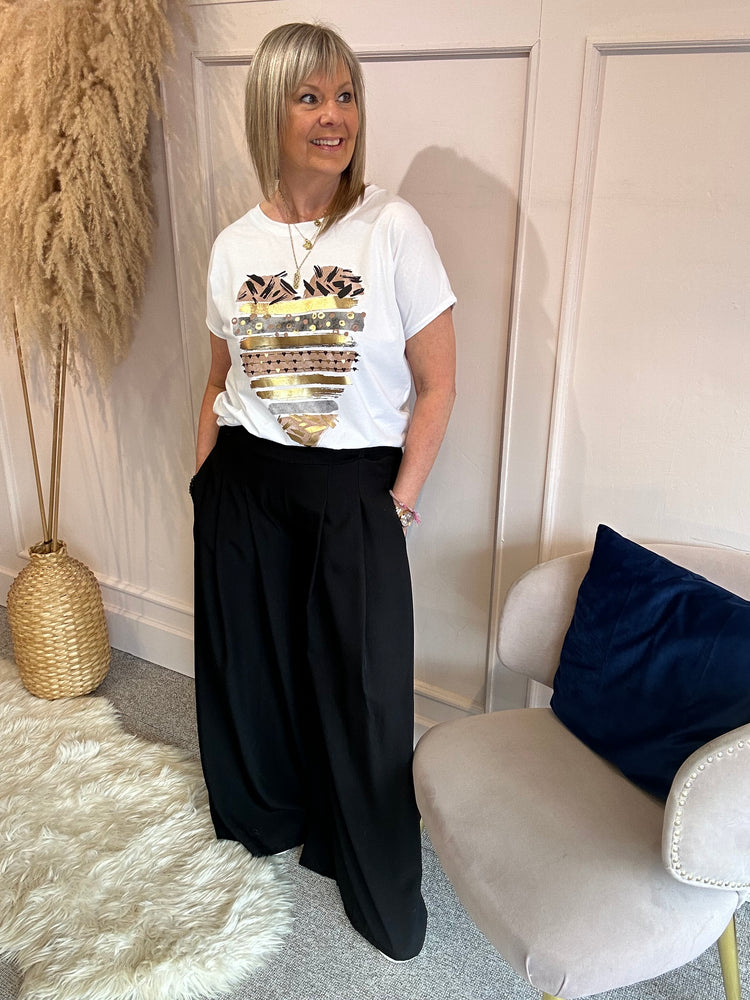 Bronze Heart & Flecks Of Gold T Shirt - White - Wardrobe By Simone