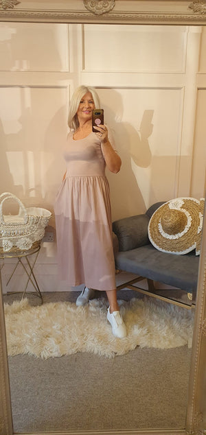 Capped Sleeve Dress - Pink - Wardrobe By Simone