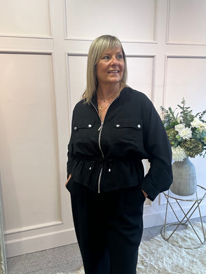 Jacket & Wide Pant Set - Black