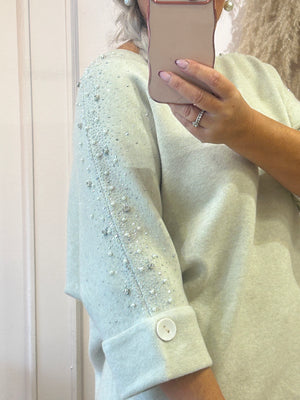 Diamonte Pearl Jumper - Cream