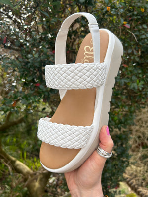 Lottie White Weave Band Sandal - White