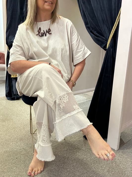 Two Piece Linen/Cotton Set - Beige - Wardrobe By Simone