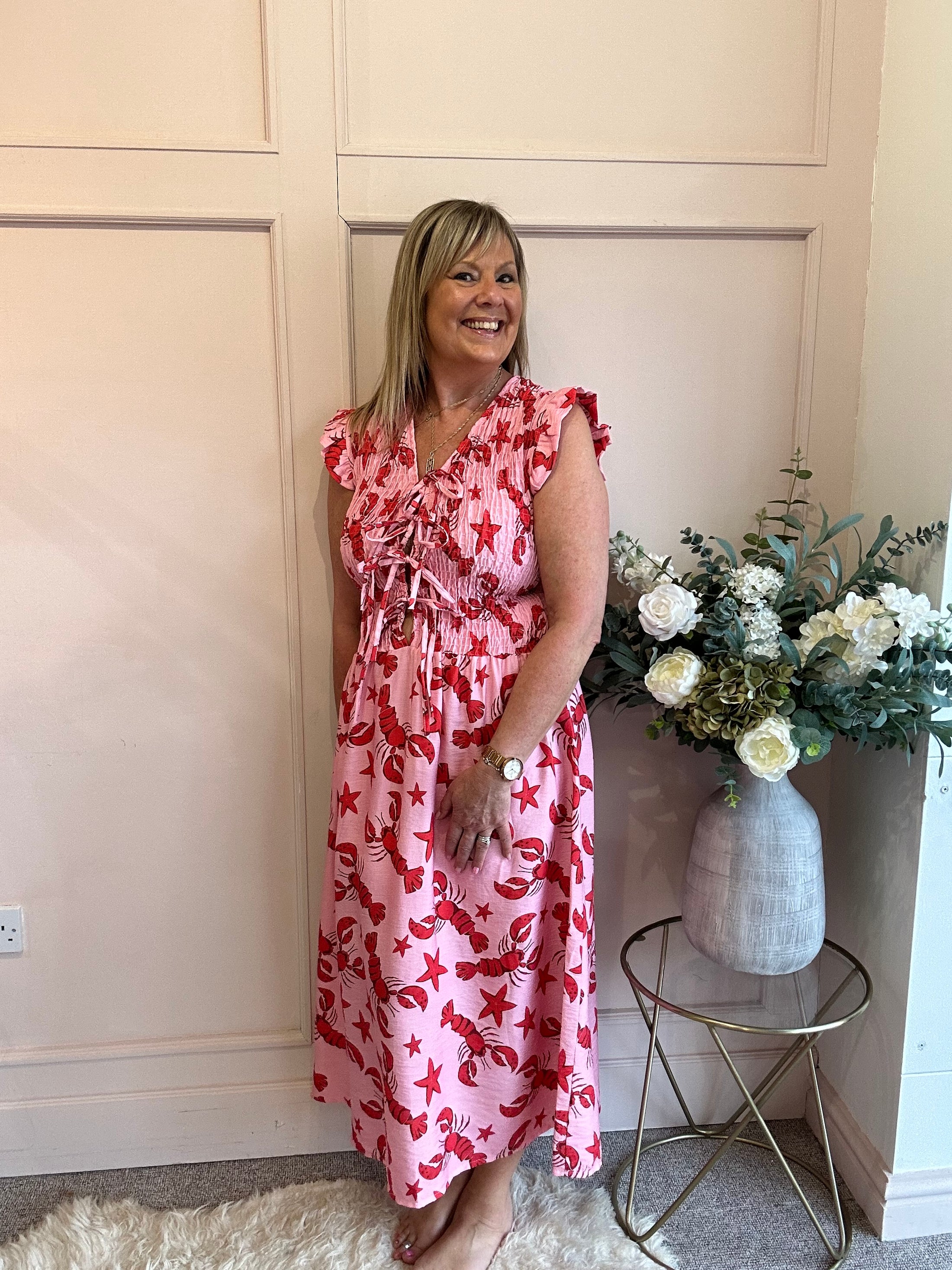 Dare to Lobster Maxi Dress - Pink/Red