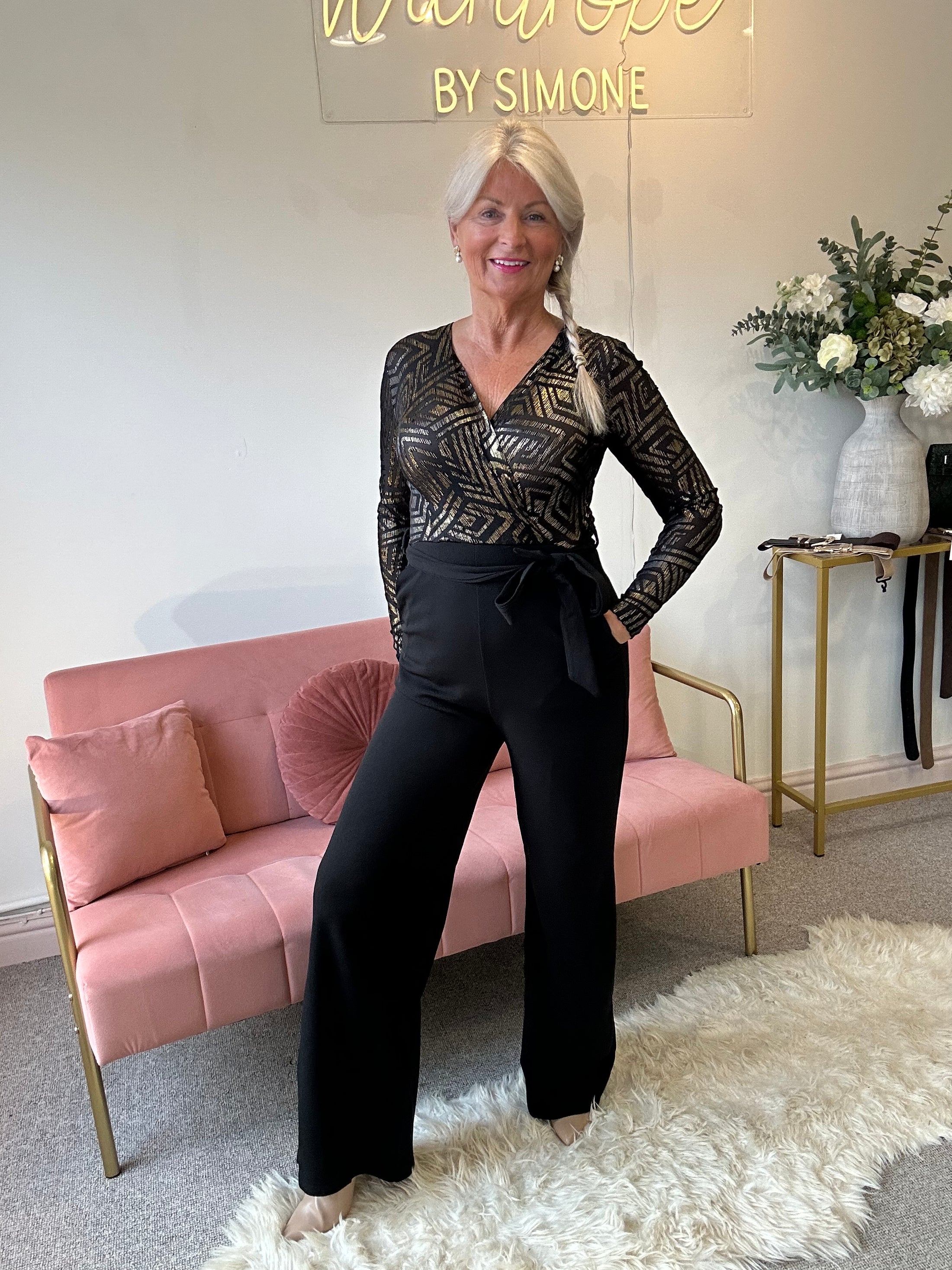 Touch Of Gold Glam Jumpsuit - Black/Gold