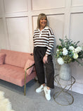 Load image into Gallery viewer, Striped Rugby Shirt Top - Brown/White - Wardrobe By Simone
