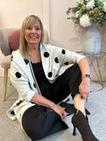 Load image into Gallery viewer, Oversized Spot Cardi Jacket - Cream/Black
