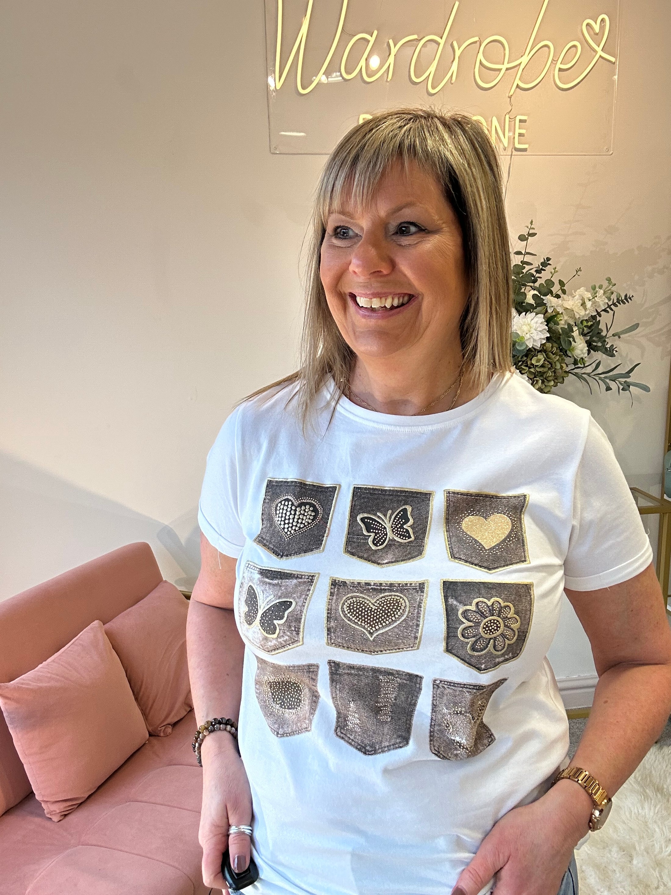 Butterfly T-Shirt - White/Bronze - Wardrobe By Simone