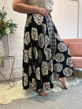 Load image into Gallery viewer, Wide Patterned Culottes Pant - Black/Cream - Wardrobe By Simone
