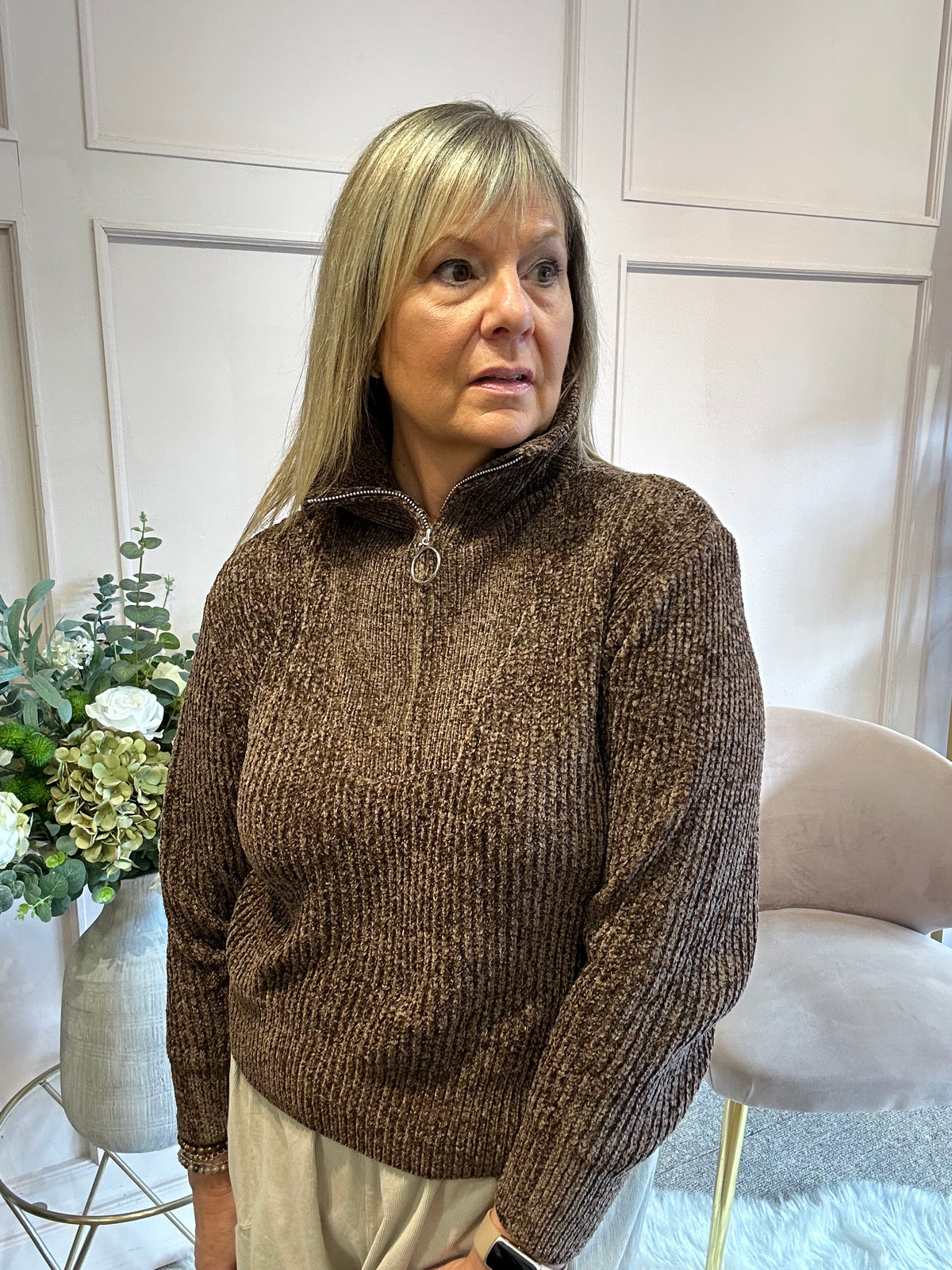 Zip Soft Jumper - Brown