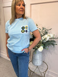 Load image into Gallery viewer, Crochet Pocket T-Shirt - Blue/Yellow - Wardrobe By Simone
