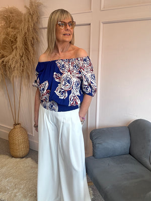 Bardo Top - Electric Blue/Cream