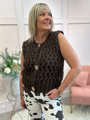 Chunky Knit Waistcoat - Brown