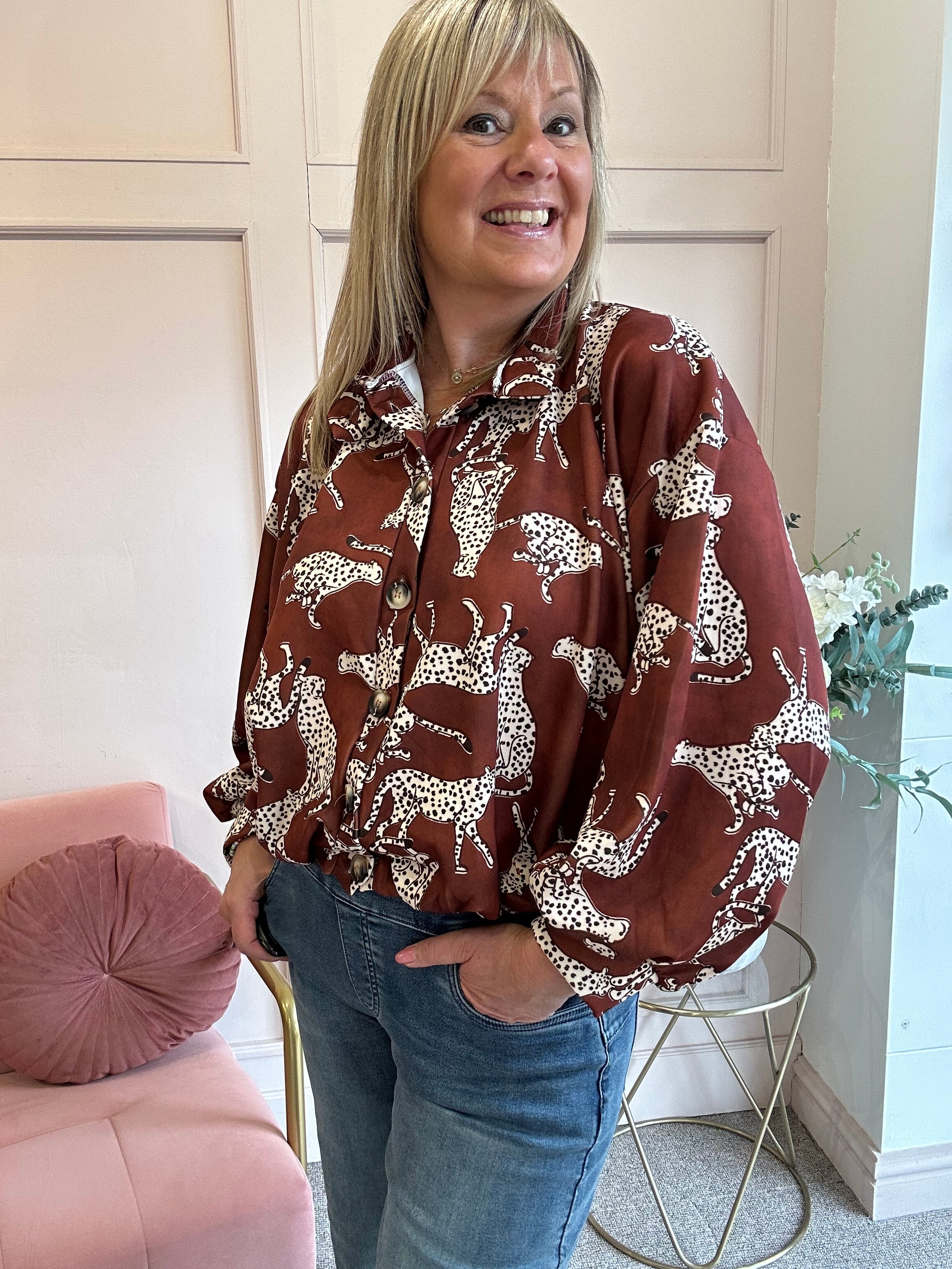 Leopard Jacket/Shirt - Rust - Wardrobe By Simone