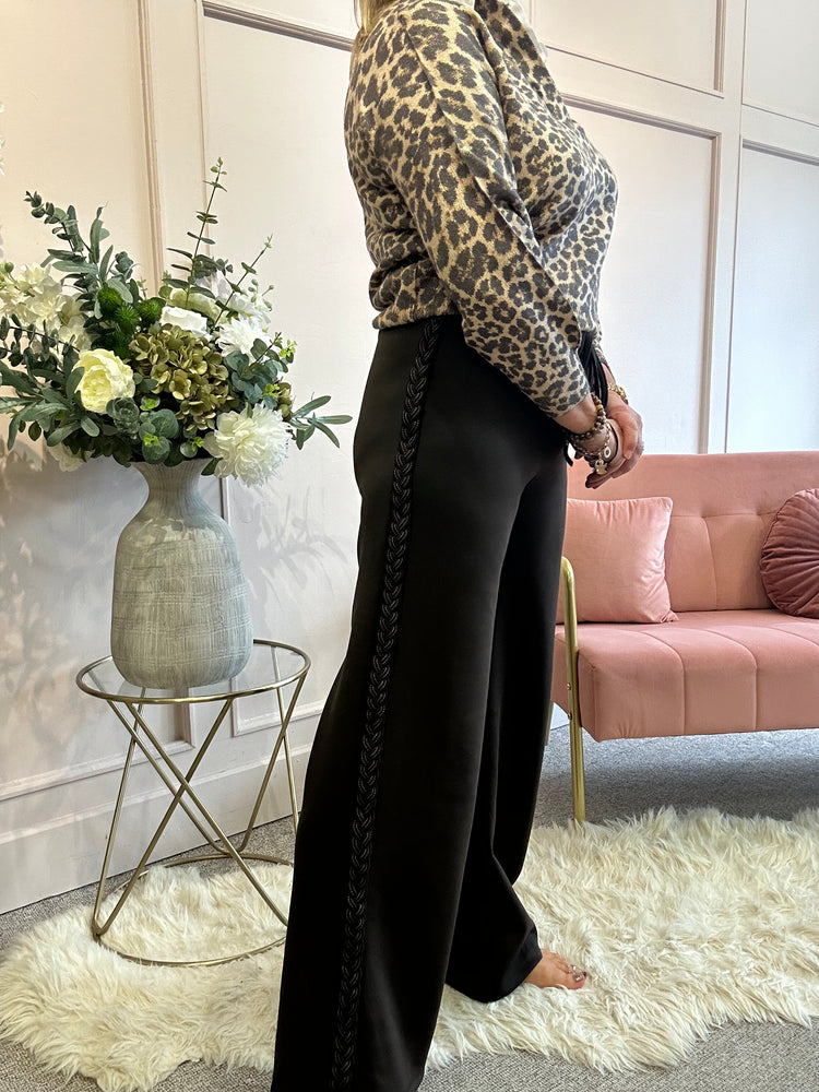 Plait Braid Detail Lounge Pant - Chocolate