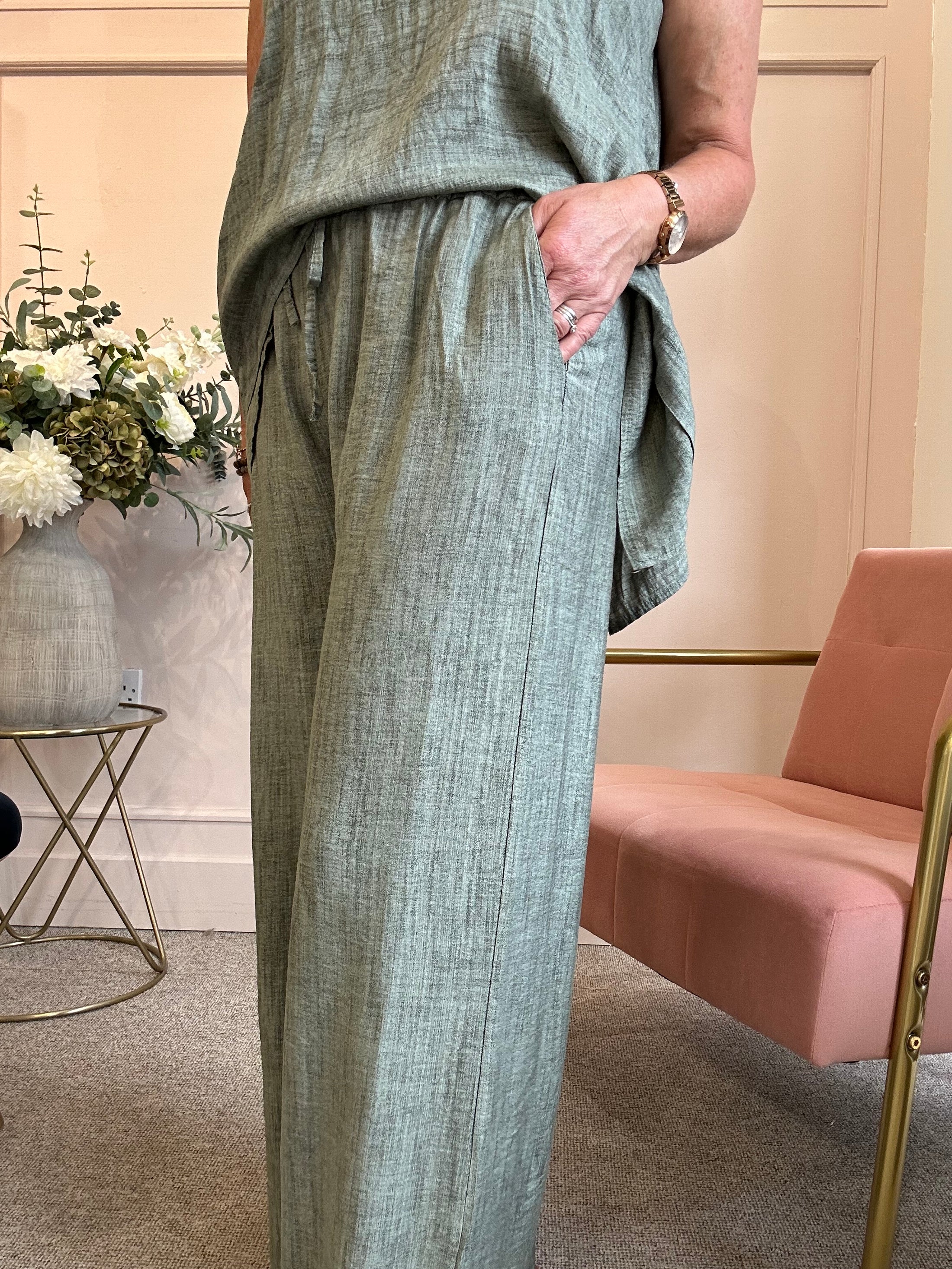 Wide Leg Pant - Light Khaki