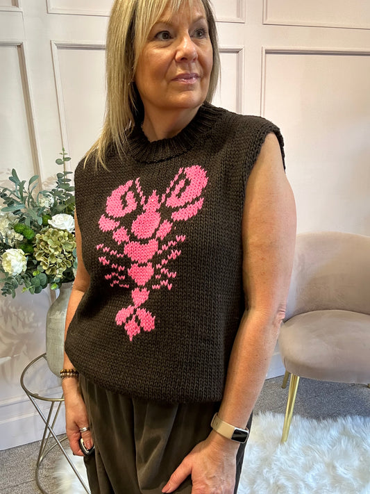 Lobster Tank Top - Brown/Pink - Wardrobe By Simone