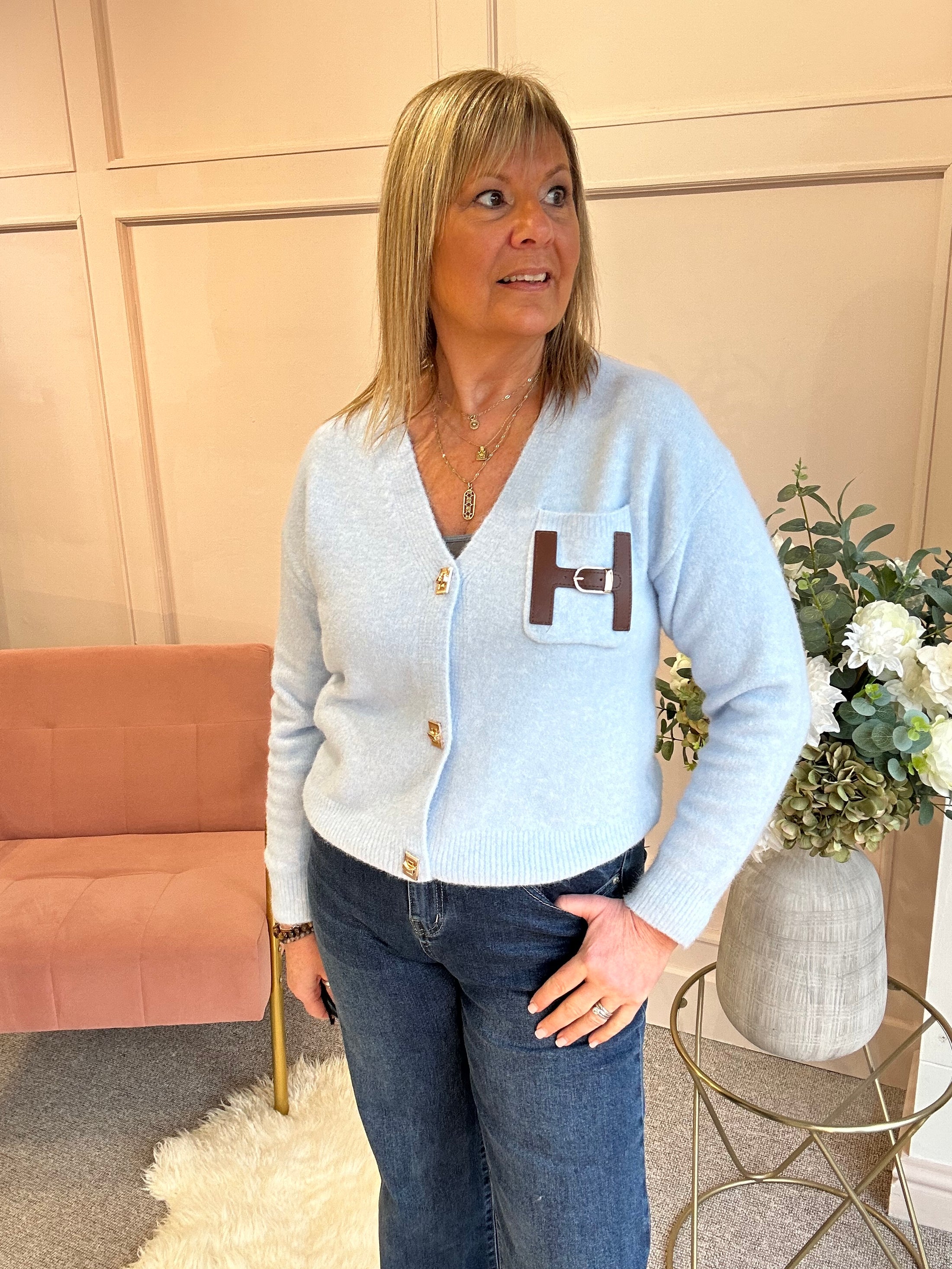 H Cardigan - Pale Blue