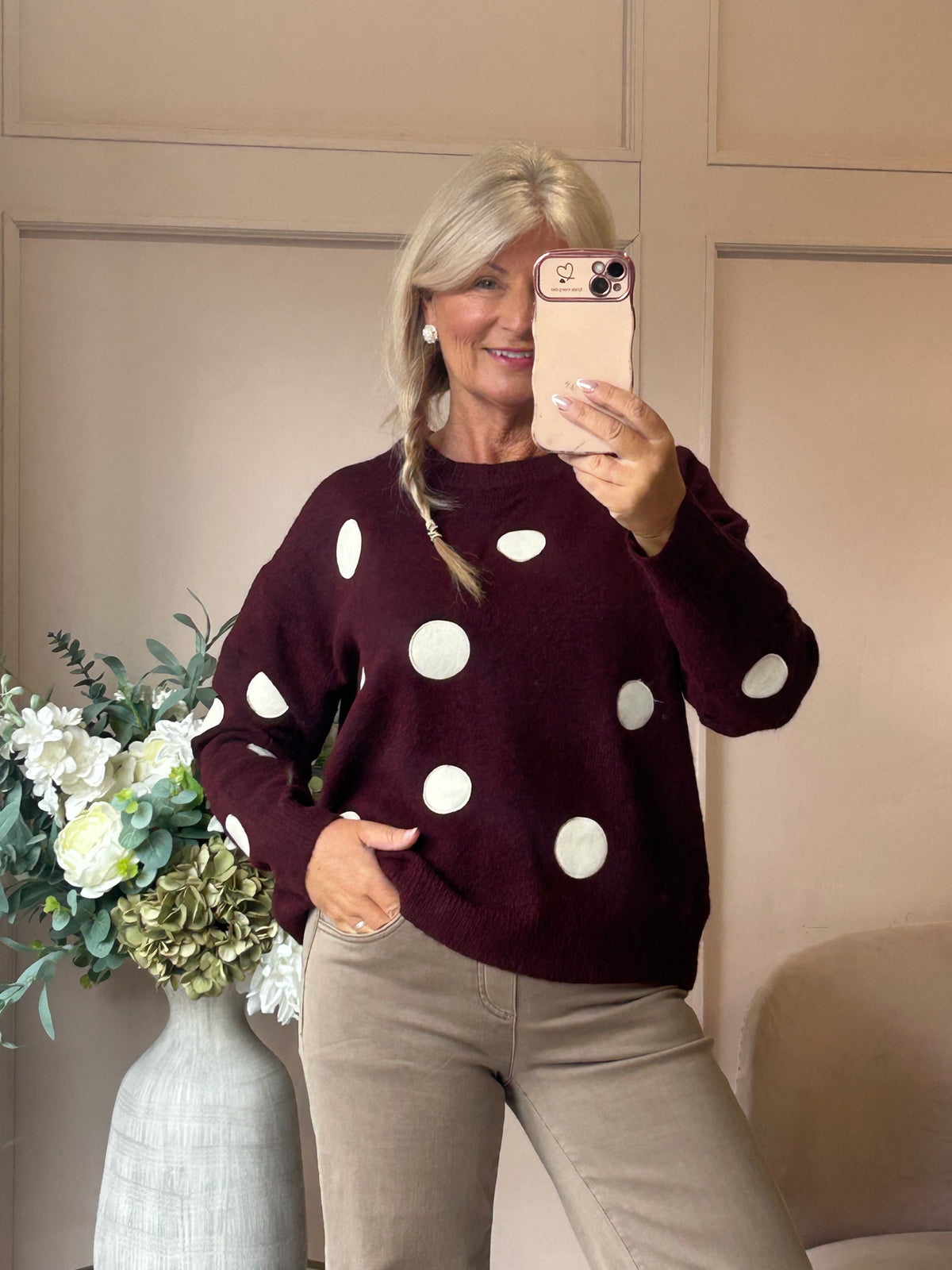 Spot Jumper - Burgundy/Cream