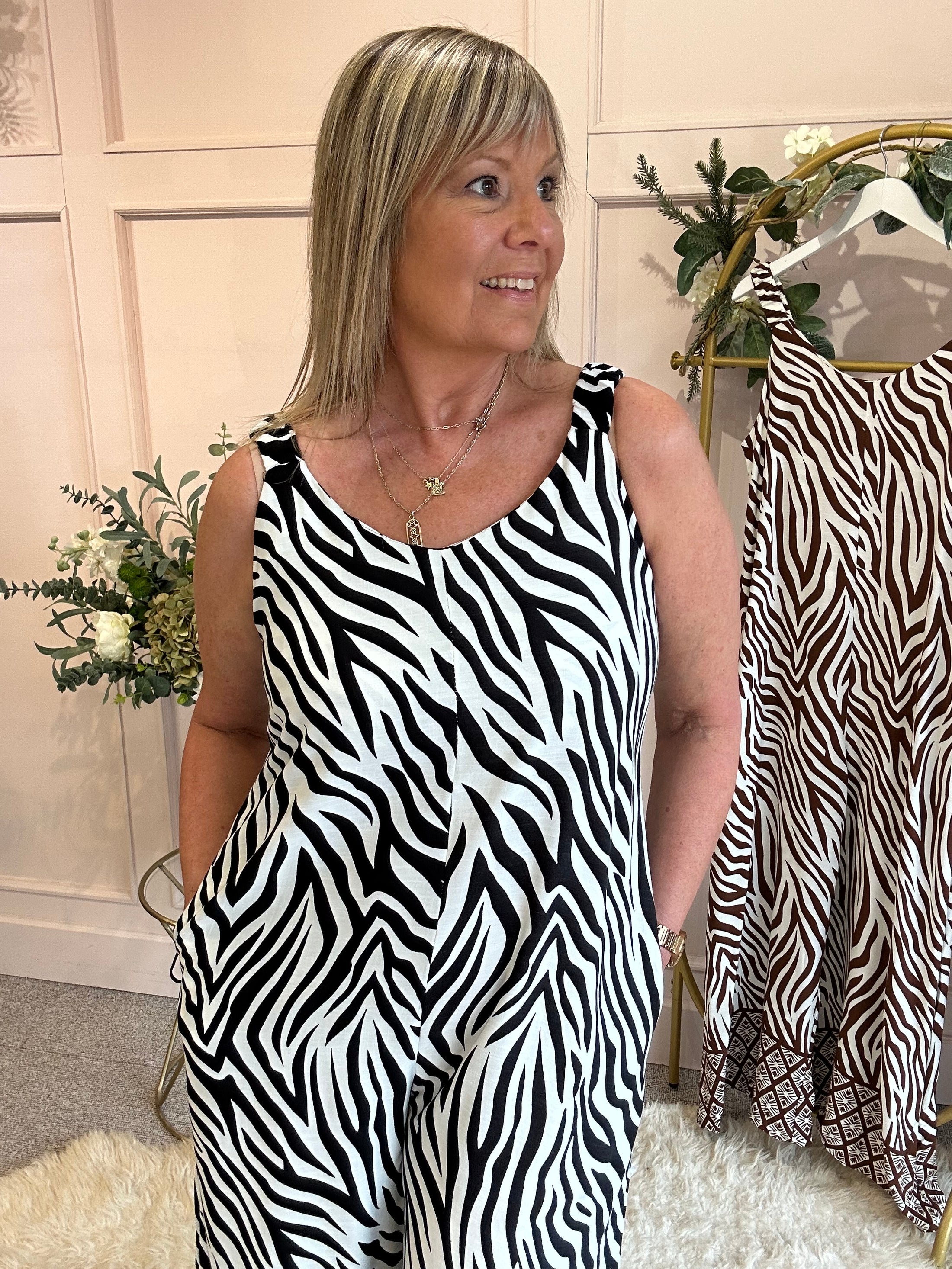 Zebra Jumpsuit - Black/White - Wardrobe By Simone