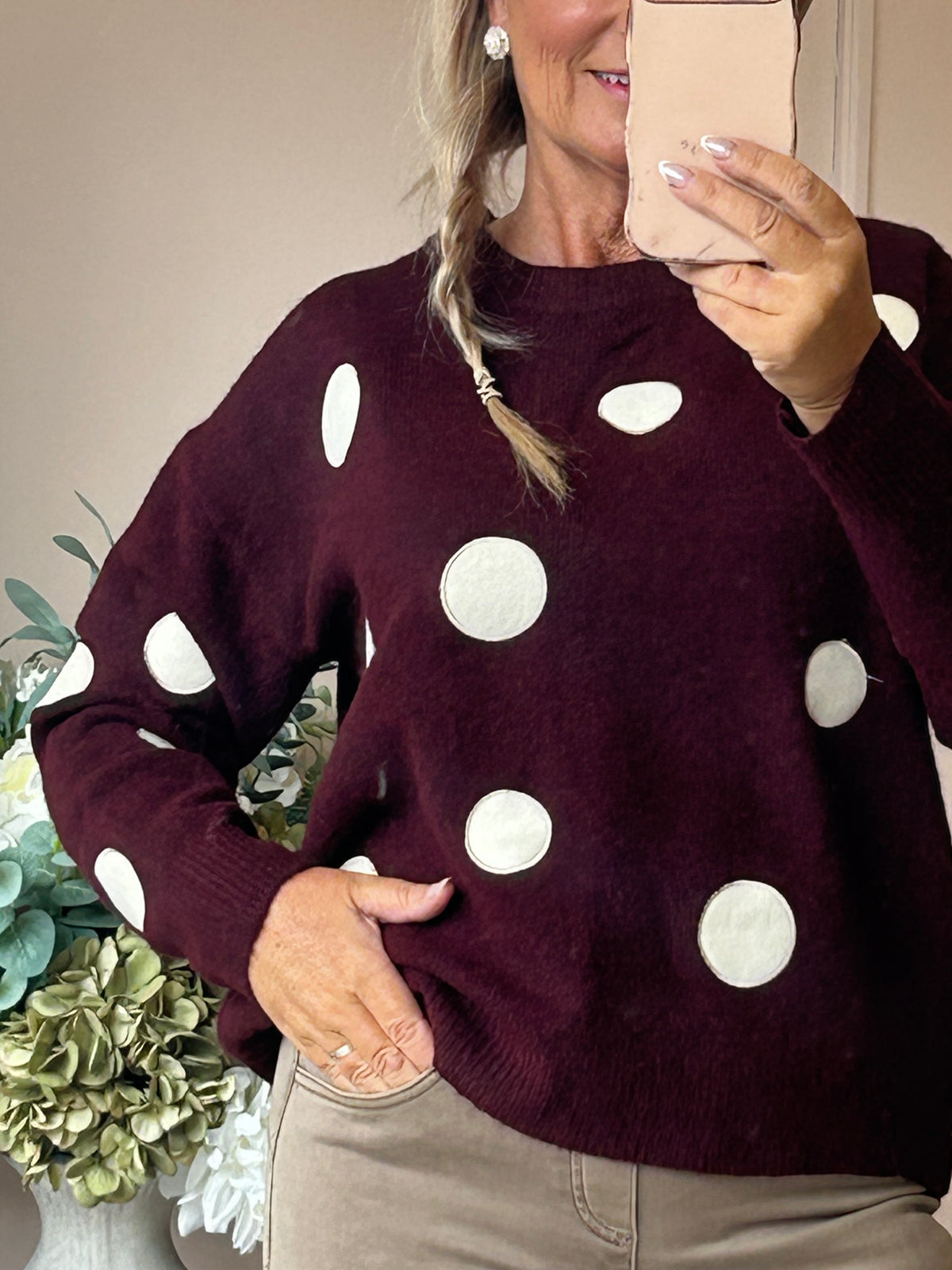 Spot Jumper - Burgundy/Cream
