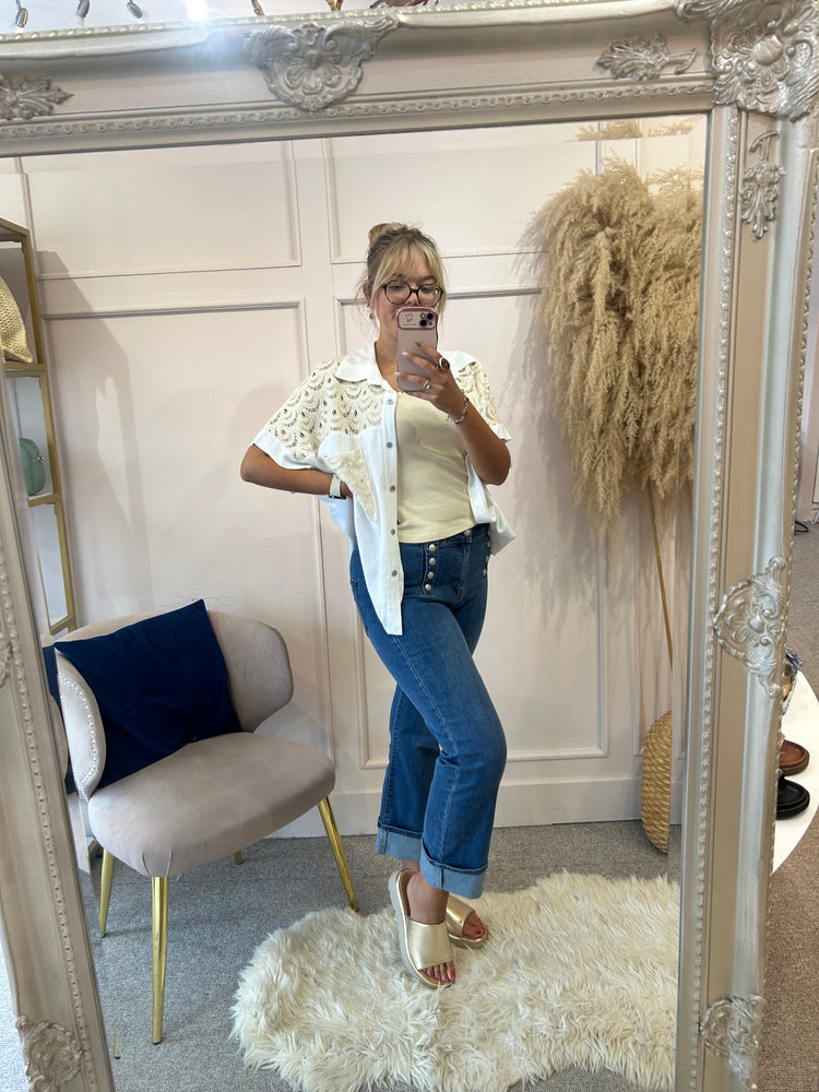 Lace effect shirt - White/cream