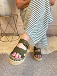 Load image into Gallery viewer, Ivy Buckle & Weave Slider Sandal - Olive - Wardrobe By Simone
