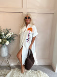 Load image into Gallery viewer, Soleil Embroidered Maxi Shirt  - White - Wardrobe By Simone
