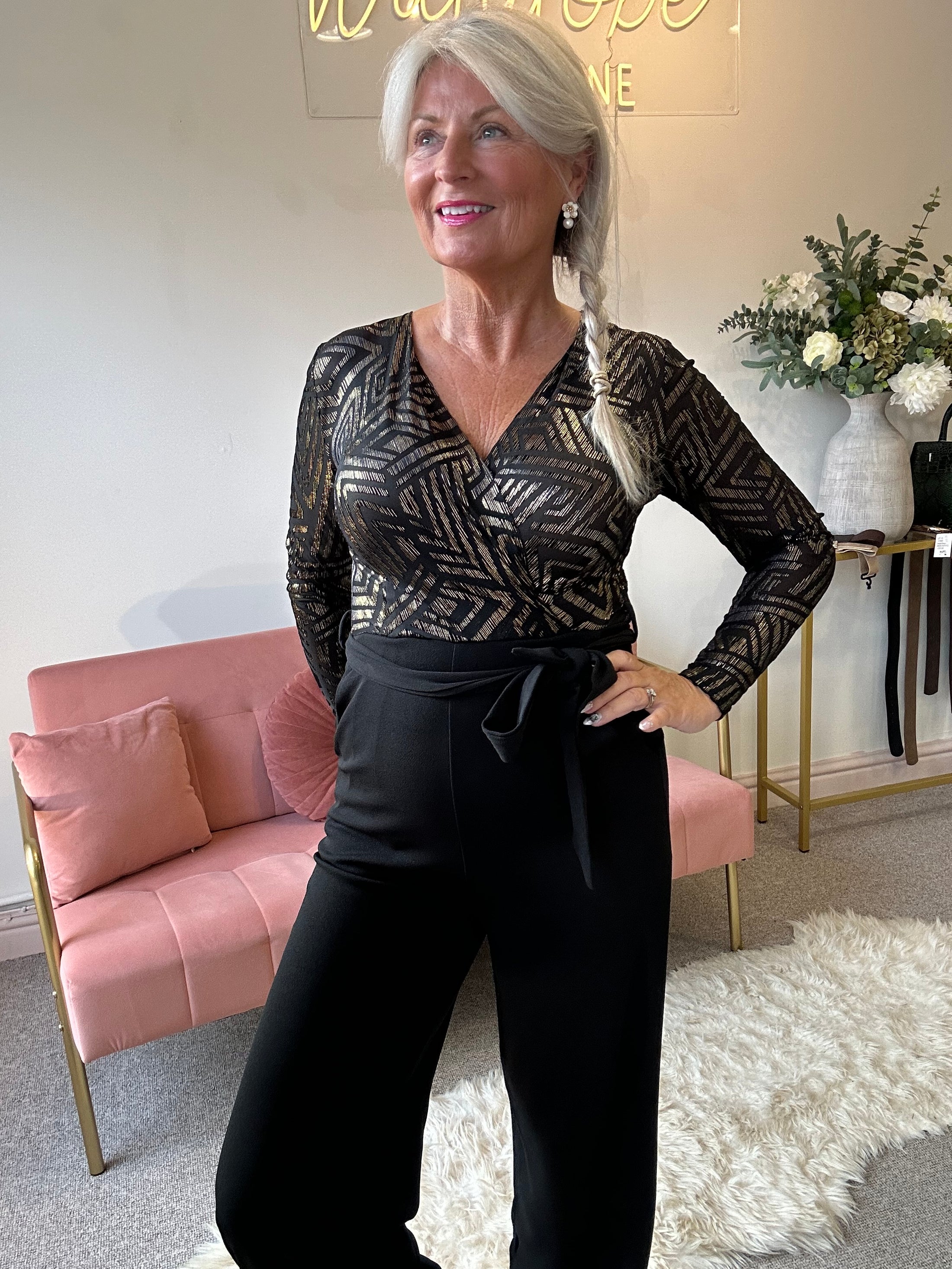 Touch Of Gold Glam Jumpsuit - Black/Gold