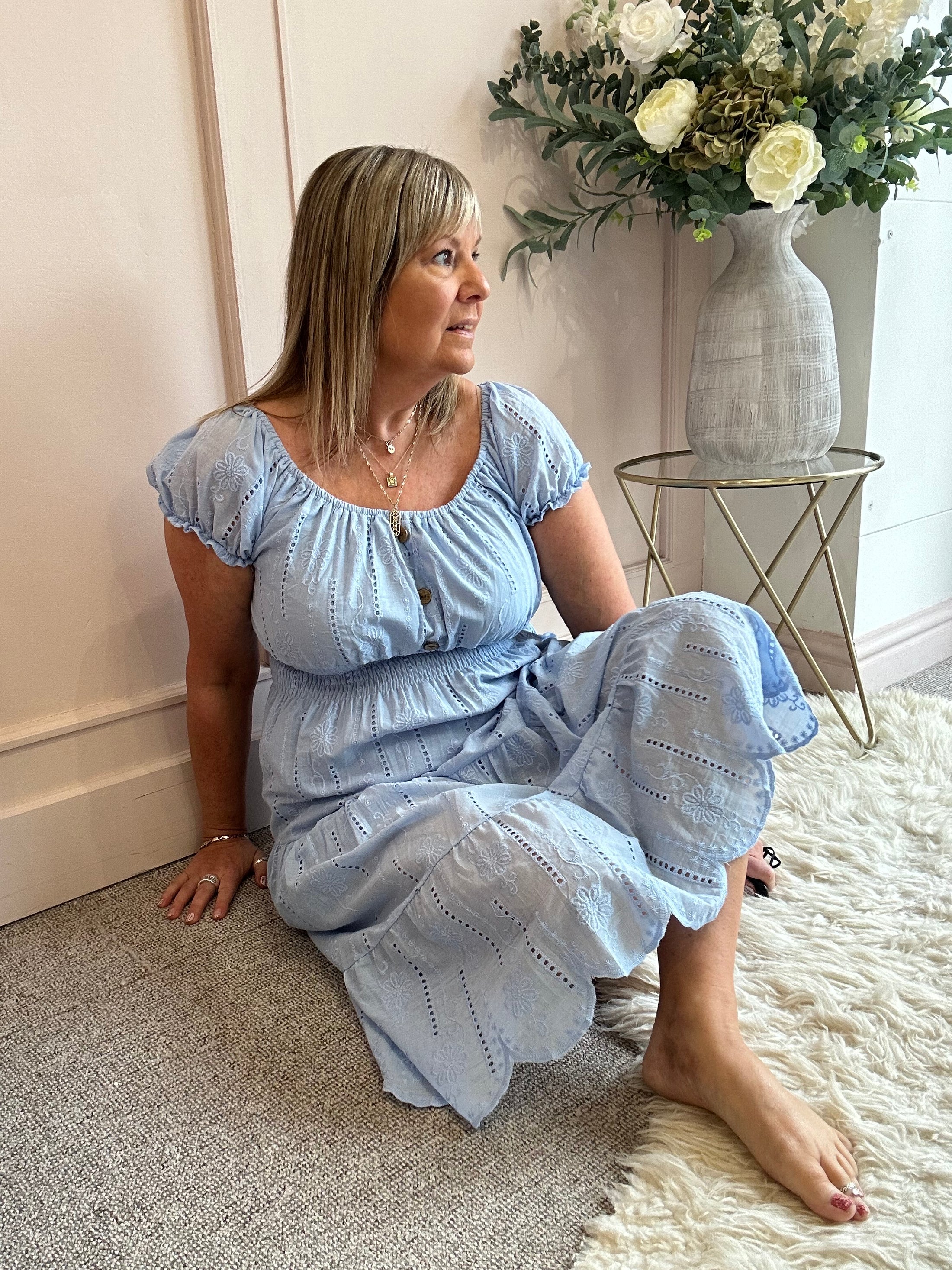 Vibes Of Summer Midi Dress - Soft Blue - Wardrobe By Simone