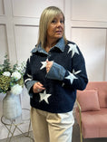 Load image into Gallery viewer, Stars & Denim Collar Jumper - Navy/White
