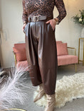 Load image into Gallery viewer, Faux Leather Wide Leg Trouser - Brown
