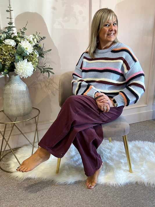 Candy Striped Jumper - Blue - Wardrobe By Simone