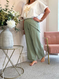 Load image into Gallery viewer, Scarf Tie Wide Pant - Khaki
