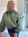 Load image into Gallery viewer, Ruffle Collar Zip Jacket - Khaki Green
