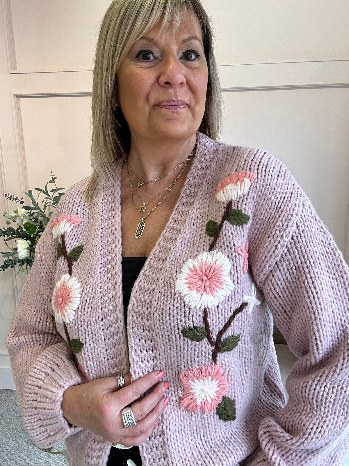 Pretty Flowers Cardigan - Dusky Pink
