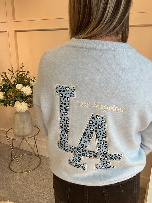 LA Jumper - Blue & Leopard