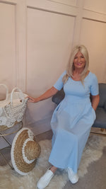 Capped Sleeve Dress - Pale Blue - Wardrobe By Simone