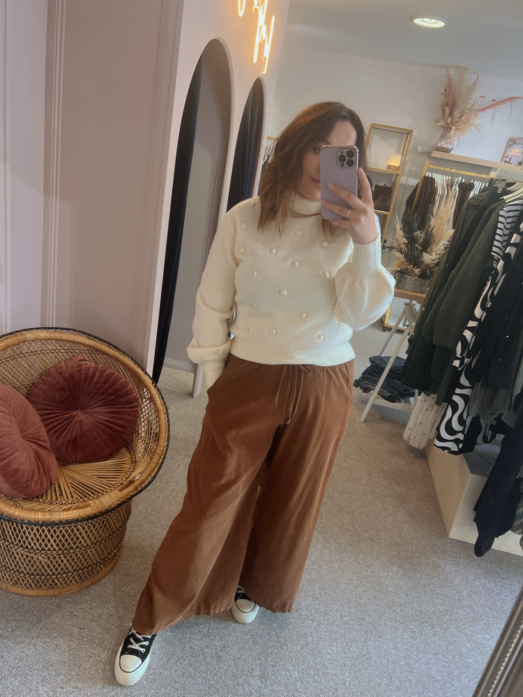 Crystal Embellished Jumper - Cream