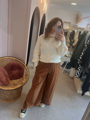 Crystal Embellished Jumper - Cream