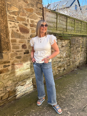 Wide Straight Leg Jeans - Mid Blue