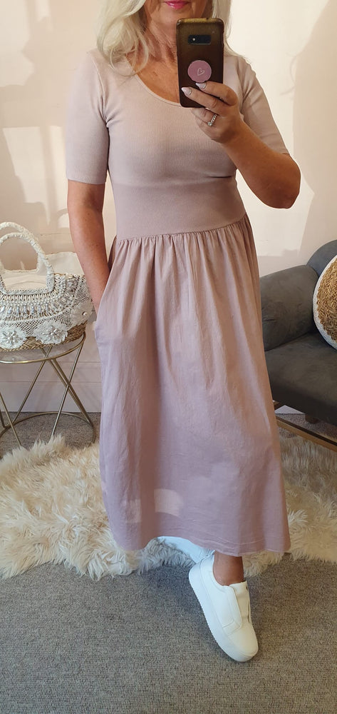 Capped Sleeve Dress - Pink - Wardrobe By Simone