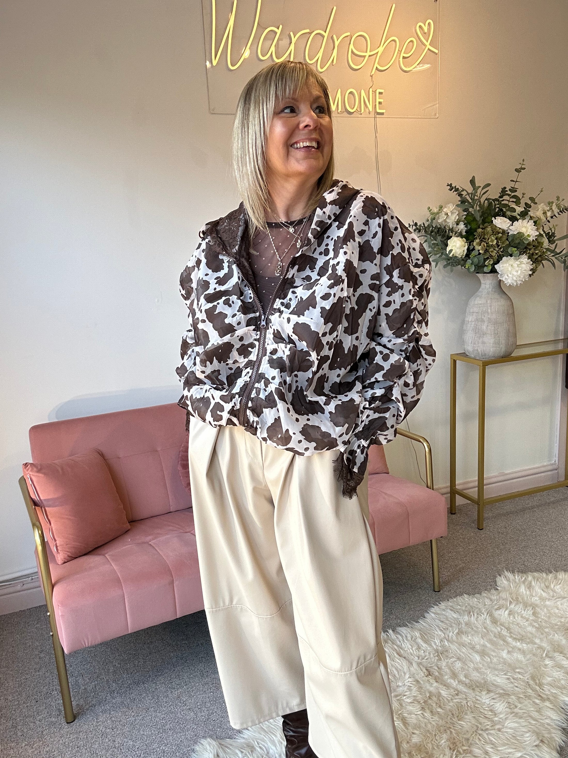 Cowprint Jacket - Brown/Cream