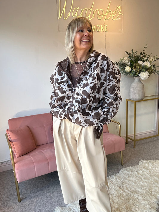 Cowprint Jacket - Brown/Cream