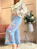 Load image into Gallery viewer, Pretty Embroidered Flowes Jean - Denim Blue - Wardrobe By Simone
